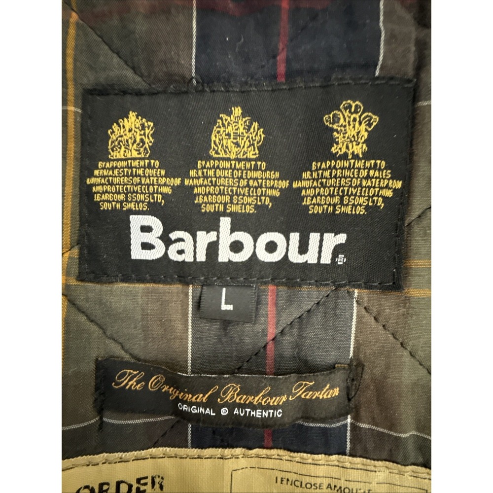 Barbour Thornproof Waxed Cotton Toggle Jacket Olive Green Hooded Mens Large - Picture 3 of 16